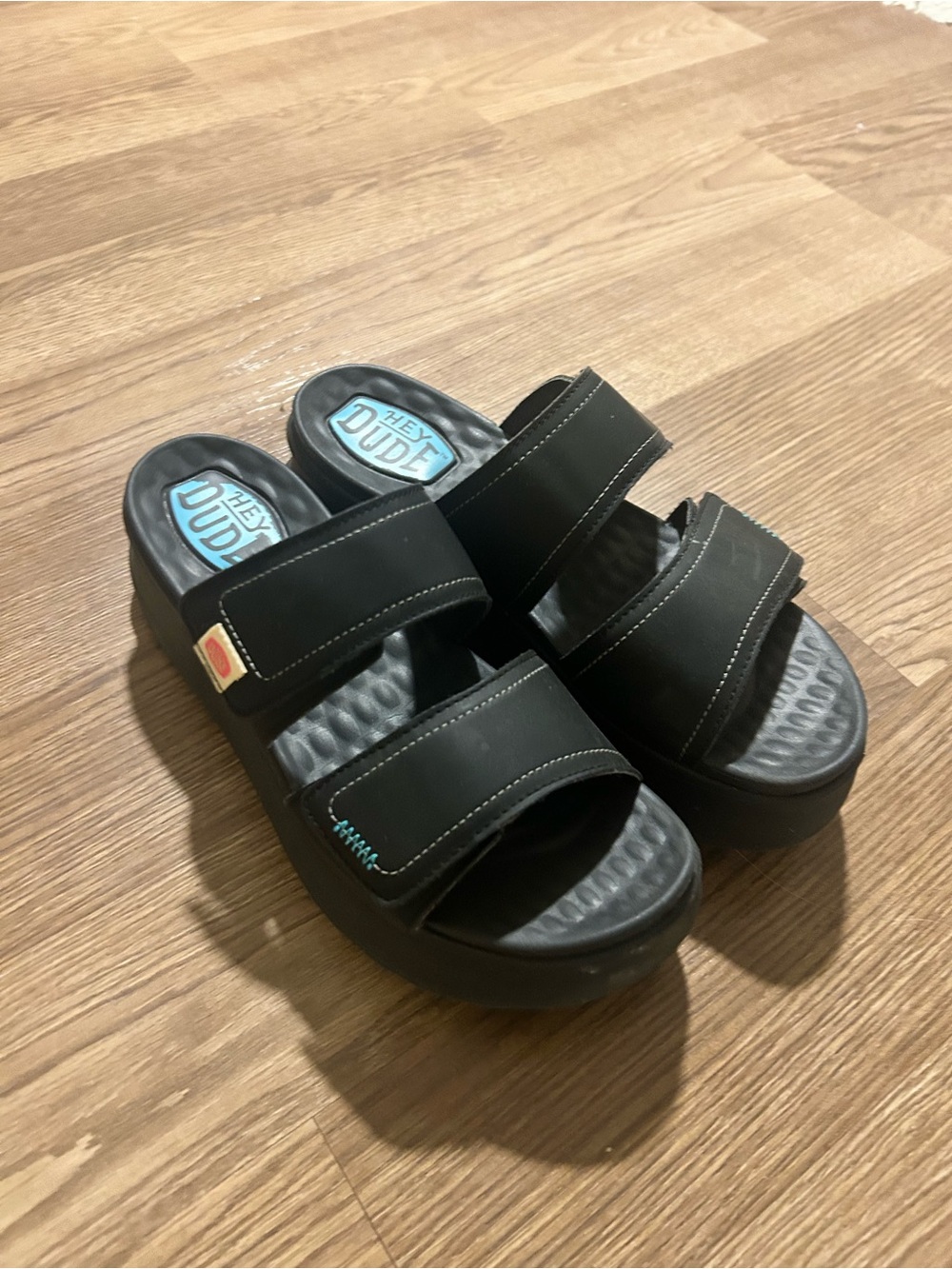 Hey Dude Black Double-Strap Platform Slides